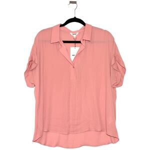KOTON Pink V-Neck Short Sleeve Blouse Size Large